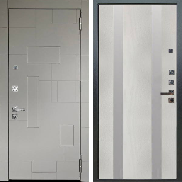 Входная дверь Аргус ЛЮКС 3К ПРО Корсо Силк флай + Дуэт Белое дерево вставки Изабель