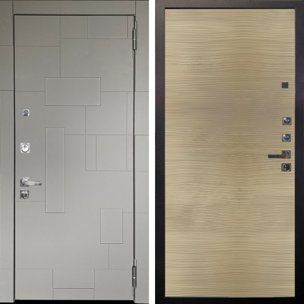 Входная дверь Аргус ЛЮКС 3К ПРО Корсо Силк флай + Элегант Дорс светлый горизонт