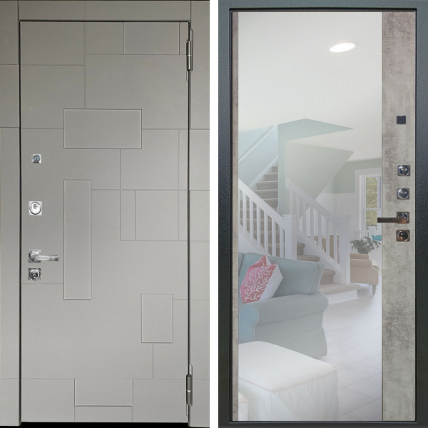 Входная дверь Аргус ЛЮКС 3К ПРО Корсо Силк флай + Магнум Светлый бетон