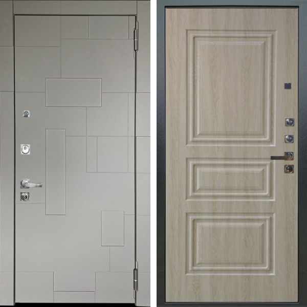 Входная дверь Аргус ЛЮКС 3К ПРО Корсо Силк флай + Скиф Дуб филадельфия крем