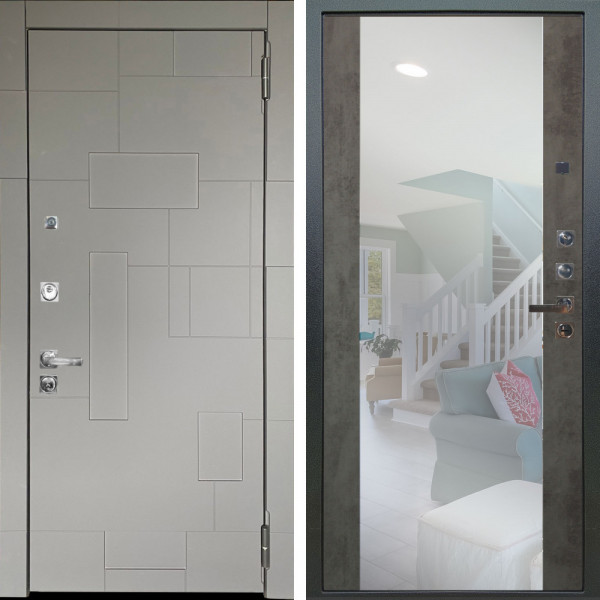 Входная дверь Аргус ЛЮКС 3К ПРО Корсо Силк флай + Вояж Светлый бетон