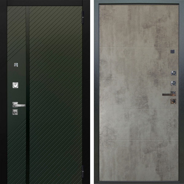 Входная дверь Аргус ЛЮКС 3К ПРО Ланцет Олива софт + Агат Светлый бетон