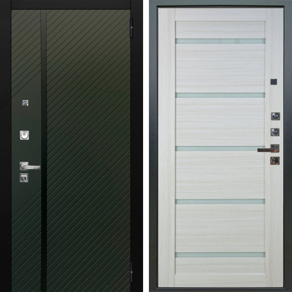 Входная дверь Аргус ЛЮКС 3К ПРО Ланцет Олива софт + Александра Белая лиственница