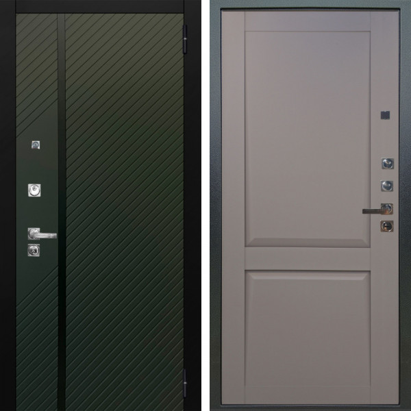 Входная дверь Аргус ЛЮКС 3К ПРО Ланцет Олива софт + Ариана Серая эмаль