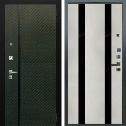 Входная дверь Аргус ЛЮКС 3К ПРО Ланцет Олива софт + Дуэт Белое дерево вставки Кензо