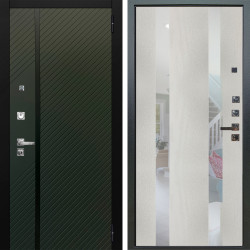 Входная дверь Аргус ЛЮКС 3К ПРО Ланцет Олива софт + Дуэт Белое дерево вставки Николь