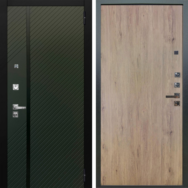 Входная дверь Аргус ЛЮКС 3К ПРО Ланцет Олива софт + Элегант Рустик соломенный