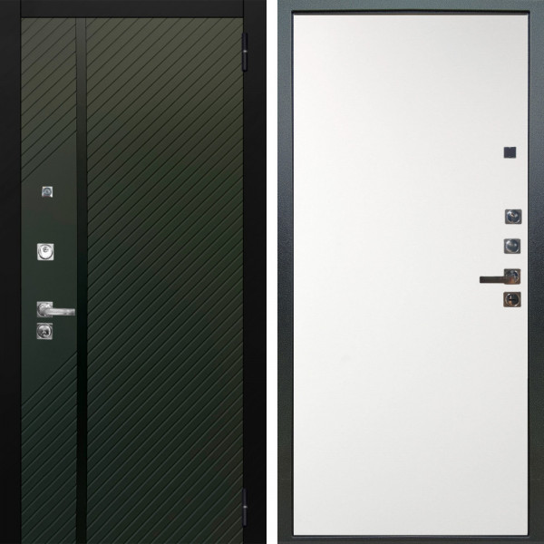 Входная дверь Аргус ЛЮКС 3К ПРО Ланцет Олива софт + Элегант Софт милк