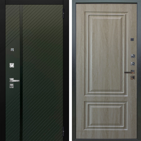 Входная дверь Аргус ЛЮКС 3К ПРО Ланцет Олива софт + Элион Дуб филадельфия крем