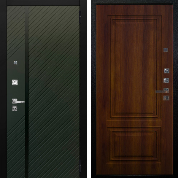 Входная дверь Аргус ЛЮКС 3К ПРО Ланцет Олива софт + Элион Дуб рустикальный