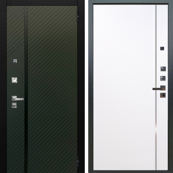 Входная дверь Аргус ЛЮКС 3К ПРО Ланцет Олива софт + Гауда Роял вуд белый