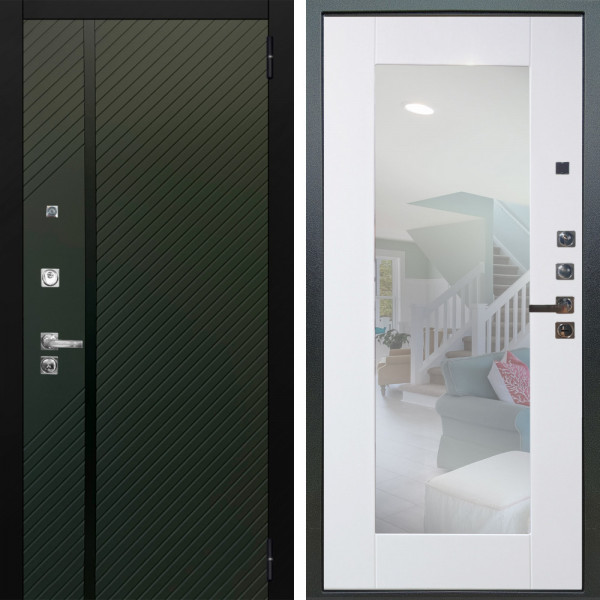 Входная дверь Аргус ЛЮКС 3К ПРО Ланцет Олива софт + Милли Роял вуд белый