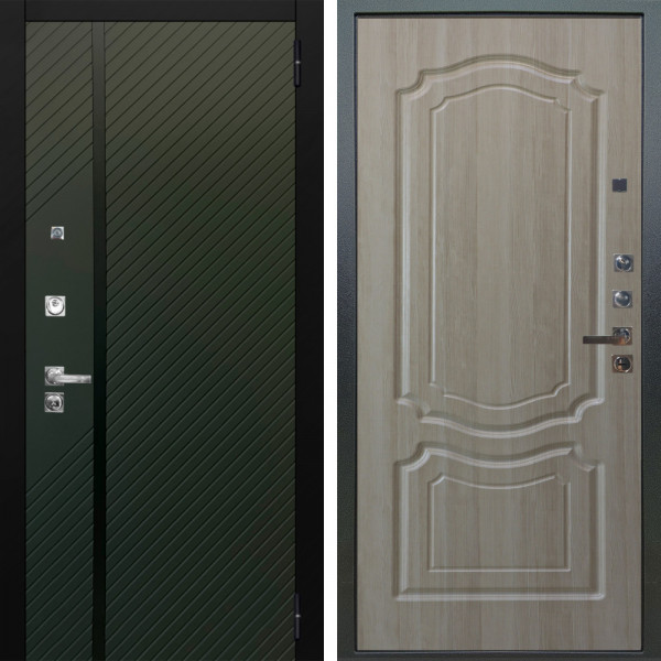 Входная дверь Аргус ЛЮКС 3К ПРО Ланцет Олива софт + Мишель Ларче светлый