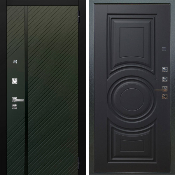 Входная дверь Аргус ЛЮКС 3К ПРО Ланцет Олива софт + Могадиш Черный софт