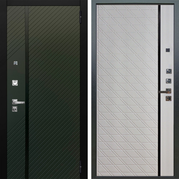 Входная дверь Аргус ЛЮКС 3К ПРО Ланцет Олива софт + Тори Софт милк