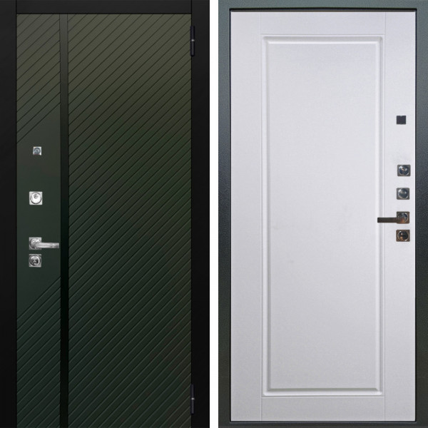 Входная дверь Аргус ЛЮКС 3К ПРО Ланцет Олива софт + Тревор Софт милк