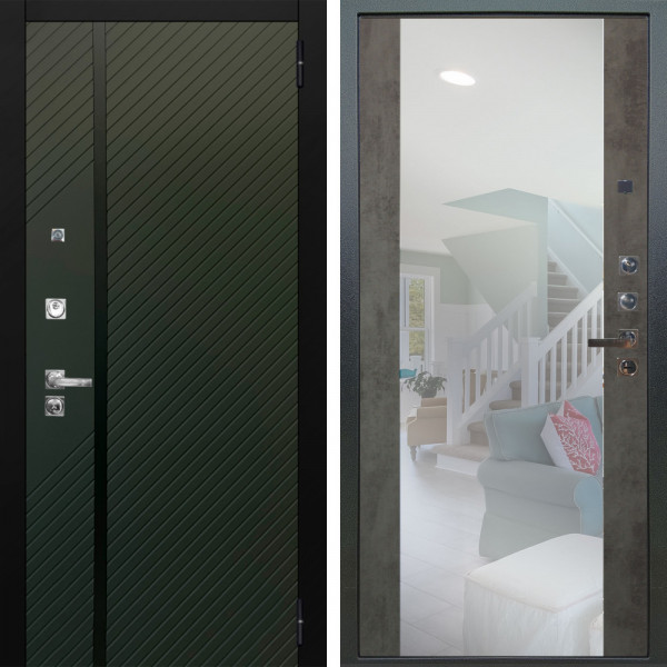 Входная дверь Аргус ЛЮКС 3К ПРО Ланцет Олива софт + Вояж Светлый бетон