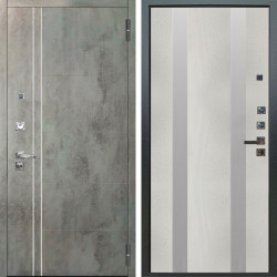 Входная дверь Аргус ЛЮКС 3К ПРО Лофт Темный бетон + Дуэт Белое дерево вставки Изабель