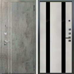 Входная дверь Аргус ЛЮКС 3К ПРО Лофт Темный бетон + Дуэт Белое дерево вставки Кензо