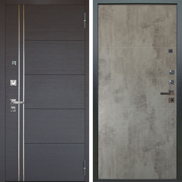 Входная дверь Аргус ЛЮКС 3К ПРО Лофт Венге горизонт + Агат Светлый бетон