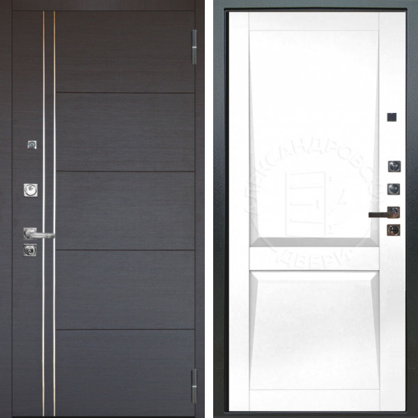 Входная дверь Аргус ЛЮКС 3К ПРО Лофт Венге горизонт + Ариана Белая эмаль