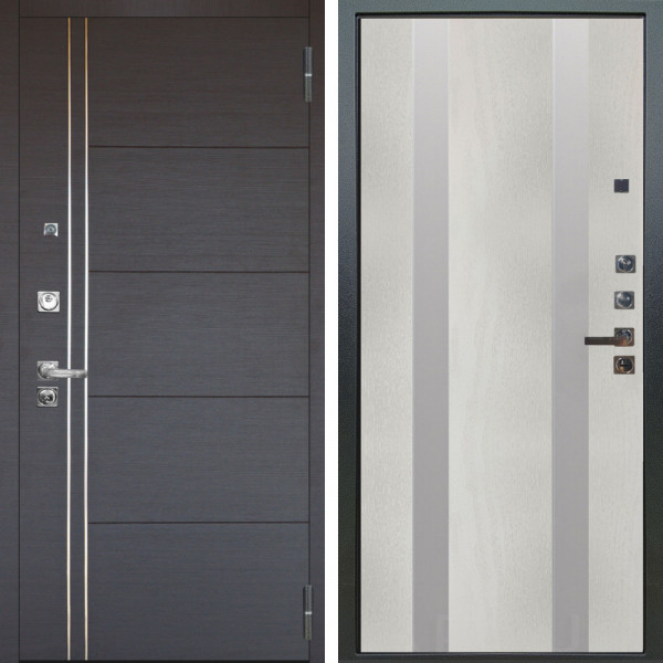 Входная дверь Аргус ЛЮКС 3К ПРО Лофт Венге горизонт + Дуэт Белое дерево вставки Изабель