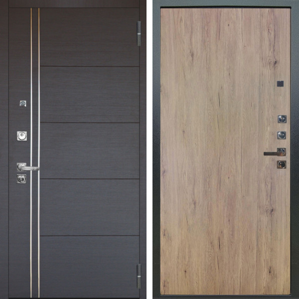 Входная дверь Аргус ЛЮКС 3К ПРО Лофт Венге горизонт + Элегант Рустик соломенный