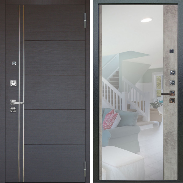 Входная дверь Аргус ЛЮКС 3К ПРО Лофт Венге горизонт + Магнум Светлый бетон