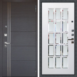 Входная дверь Аргус ЛЮКС 3К ПРО Лофт Венге горизонт + Мэрелин Софт милк с фацетом и пескоструем