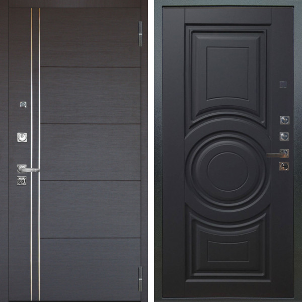 Входная дверь Аргус ЛЮКС 3К ПРО Лофт Венге горизонт + Могадиш Черный софт