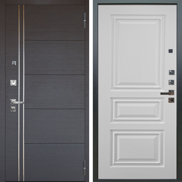 Входная дверь Аргус ЛЮКС 3К ПРО Лофт Венге горизонт + Скиф Софт милк