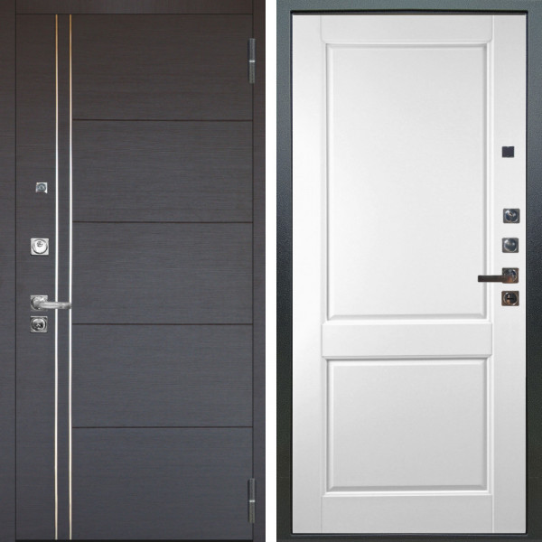 Входная дверь Аргус ЛЮКС 3К ПРО Лофт Венге горизонт + Соренто Белая эмаль