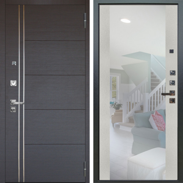 Входная дверь Аргус ЛЮКС 3К ПРО Лофт Венге горизонт + Вояж Белое дерево