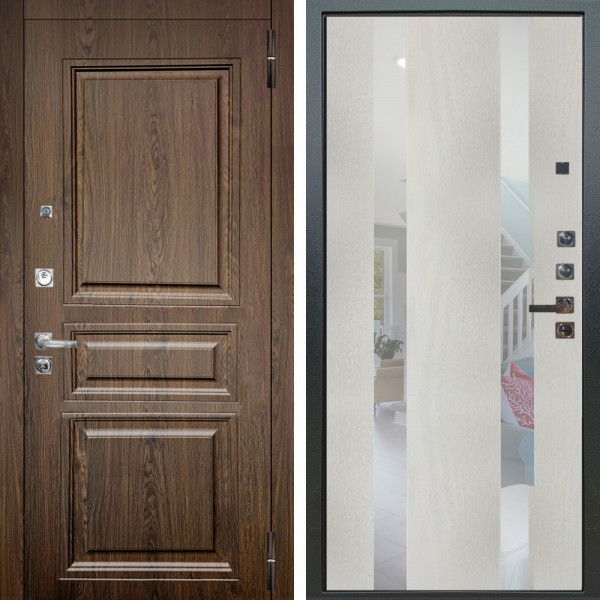 Входная дверь Аргус ЛЮКС 3К ПРО Магистр Дуб кантри + Дуэт Белое дерево вставки Николь