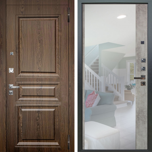 Входная дверь Аргус ЛЮКС 3К ПРО Магистр Дуб кантри + Магнум Светлый бетон