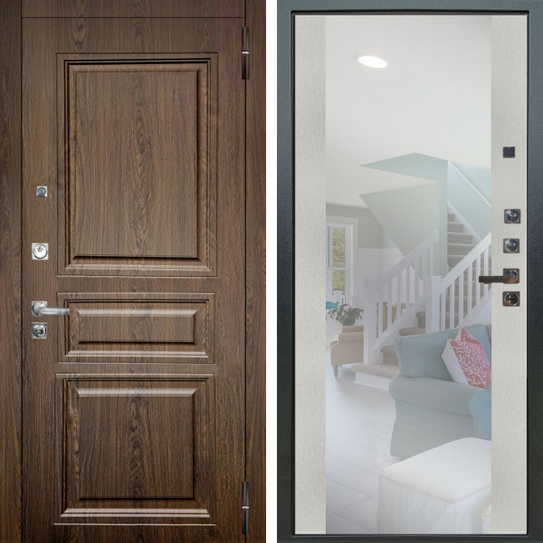 Входная дверь Аргус ЛЮКС 3К ПРО Магистр Дуб кантри + Вояж Белое дерево