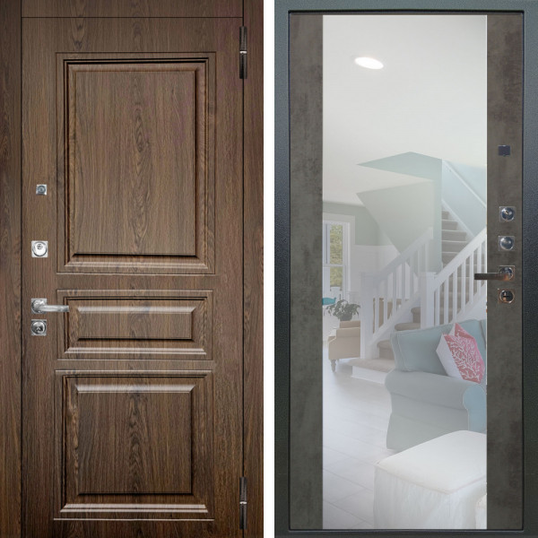 Входная дверь Аргус ЛЮКС 3К ПРО Магистр Дуб кантри + Вояж Светлый бетон