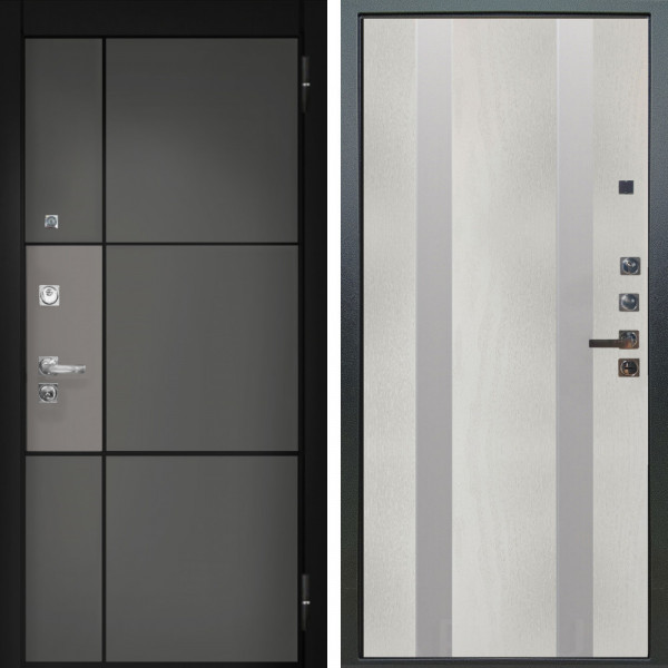 Входная дверь Аргус ЛЮКС 3К ПРО Мичиган Силк титан вставка силк муссон + Дуэт Белое дерево вставки Изабель