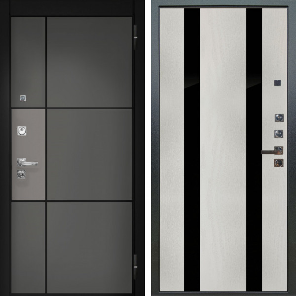Входная дверь Аргус ЛЮКС 3К ПРО Мичиган Силк титан вставка силк муссон + Дуэт Белое дерево вставки Кензо