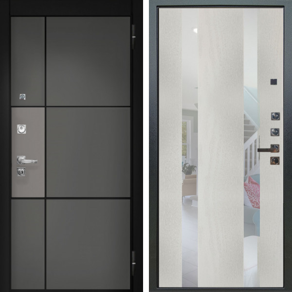 Входная дверь Аргус ЛЮКС 3К ПРО Мичиган Силк титан вставка силк муссон + Дуэт Белое дерево вставки Николь