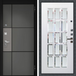 Входная дверь Аргус ЛЮКС 3К ПРО Мичиган Силк титан вставка силк муссон + Мэрелин Софт милк с фацетом и пескоструем