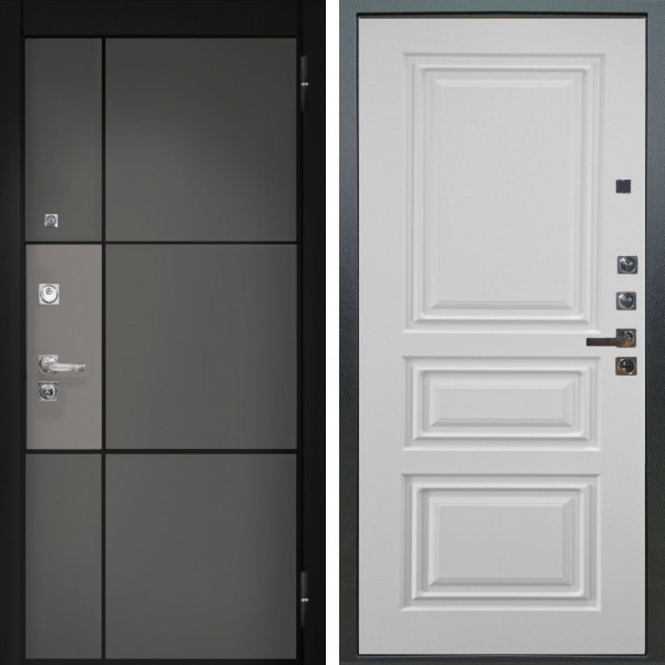 Входная дверь Аргус ЛЮКС 3К ПРО Мичиган Силк титан вставка силк муссон + Скиф Софт милк