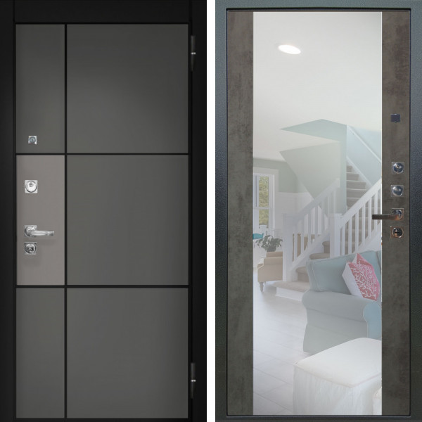 Входная дверь Аргус ЛЮКС 3К ПРО Мичиган Силк титан вставка силк муссон + Вояж Светлый бетон