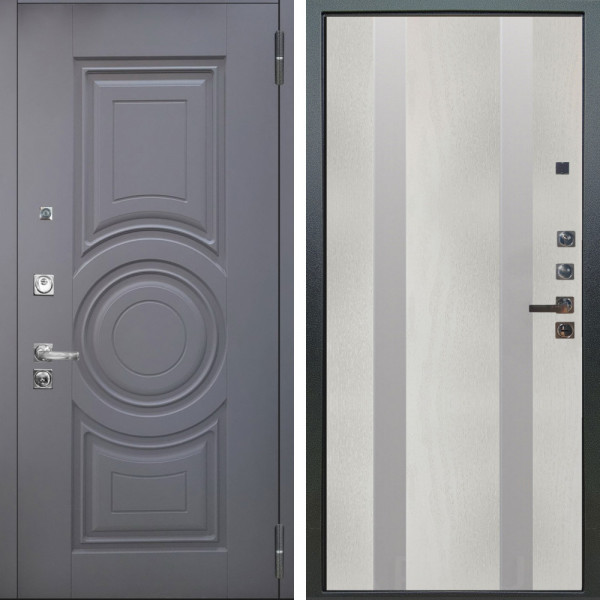 Входная дверь Аргус ЛЮКС 3К ПРО Могадиш Силк флай + Дуэт Белое дерево вставки Изабель