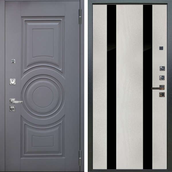 Входная дверь Аргус ЛЮКС 3К ПРО Могадиш Силк флай + Дуэт Белое дерево вставки Кензо