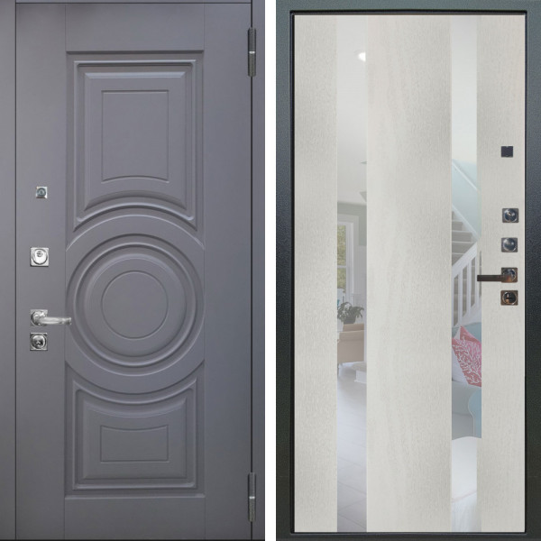 Входная дверь Аргус ЛЮКС 3К ПРО Могадиш Силк флай + Дуэт Белое дерево вставки Николь