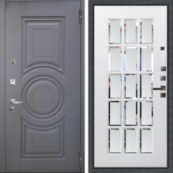 Входная дверь Аргус ЛЮКС 3К ПРО Могадиш Силк флай + Мэрелин Софт милк с фацетом и пескоструем