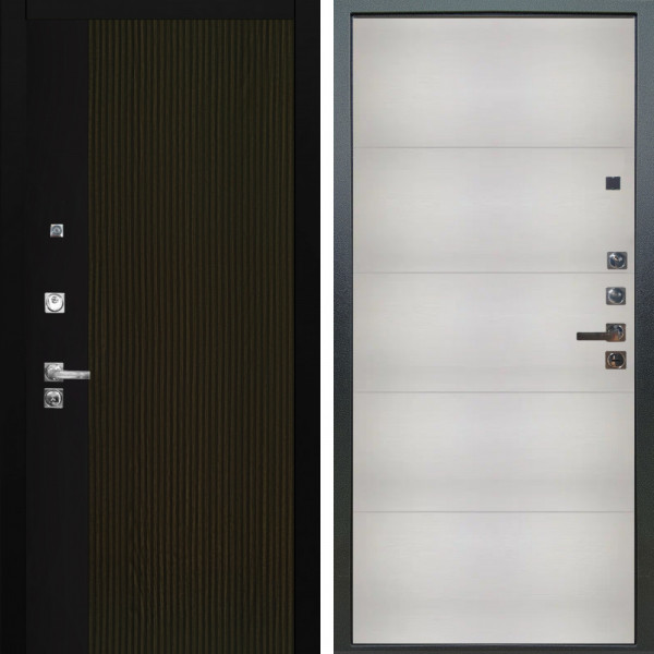 Входная дверь Аргус ЛЮКС 3К ПРО Рокси Дуб рейка морение + Агат Вельвет белый горизонт