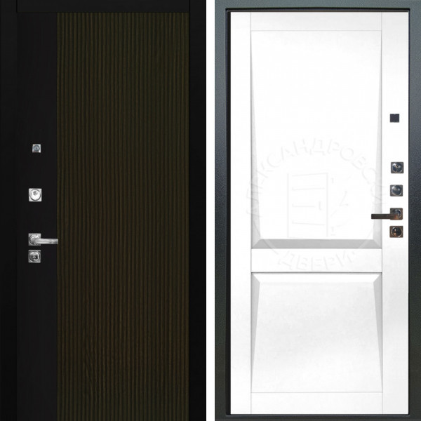 Входная дверь Аргус ЛЮКС 3К ПРО Рокси Дуб рейка морение + Ариана Белая эмаль