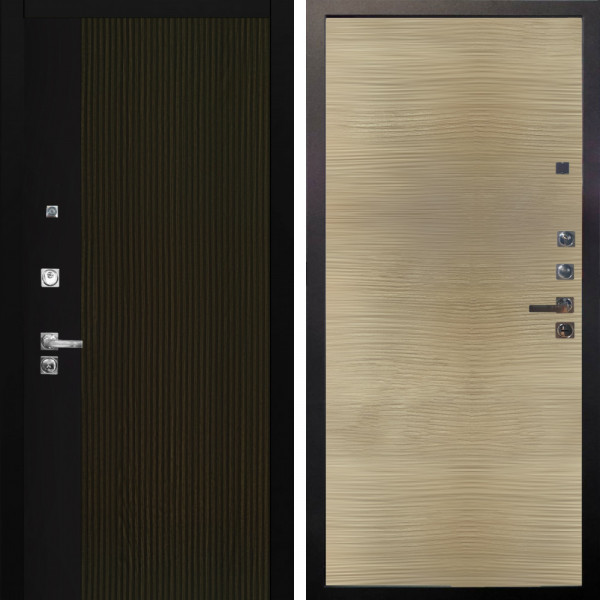 Входная дверь Аргус ЛЮКС 3К ПРО Рокси Дуб рейка морение + Элегант Дорс светлый горизонт